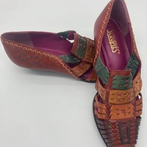 VINTAGE SCRUPLES HUARACHE WOVEN LEATHER WESTERN SHOES 8.5